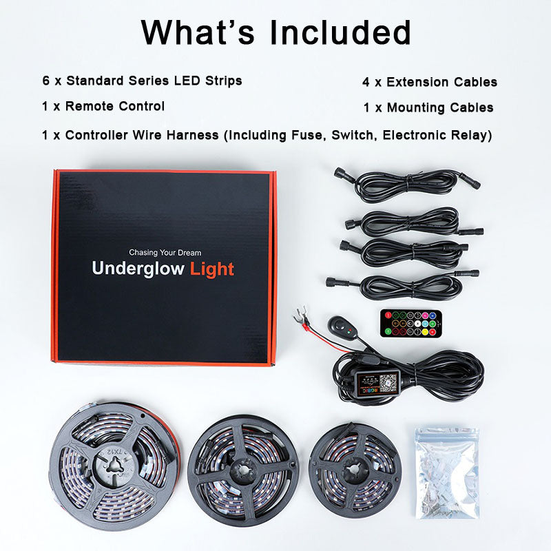 GreenFuchs | Unterbodenbeleuchtung Standard 1-Reihe RGBIC LED App  | Universal